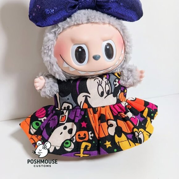 Labubu Halloween Minnie Mouse Ghost Dress with Oversized Bow Outfit - Picture 4 of 6